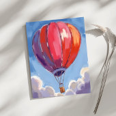 Heteluchtballon | Rode Aquarel Schildering Briefkaart