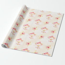 Heteluchtballon Roze Goud Gele Rozen Cadeaupapier