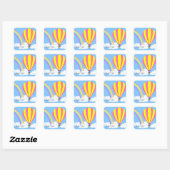 Heteluchtballon Sticker - Blauwe Achtergrond (Vel)