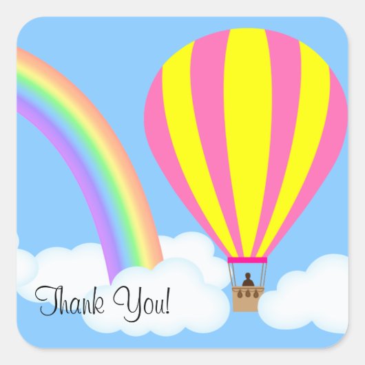 Heteluchtballon Sticker - Blauwe Achtergrond (Voorkant)