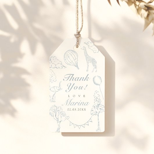 Heteluchtballon toile baby shower cadeaulabel
