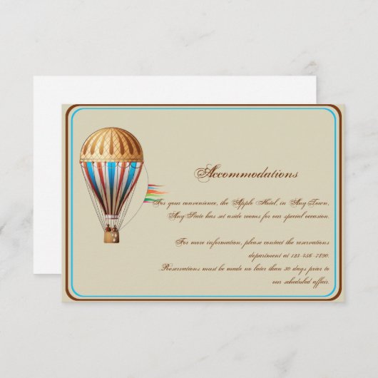  heteluchtballon trouwinzetstuk informatiekaartje (Voorkant / Achterkant)