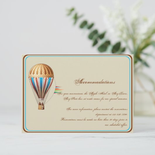  heteluchtballon trouwinzetstuk informatiekaartje (Staand voorkant)