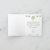 Heteluchtballon turkoois gele pijlen rozen bedankkaart (Binnen)