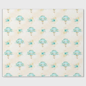 Heteluchtballon Turquoise Gele Rozen Cadeaupapier (Vlak)