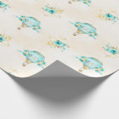 Heteluchtballon Turquoise Gele Rozen Cadeaupapier (Hoek)