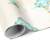 Heteluchtballon Turquoise Gele Rozen Cadeaupapier (Rol Hoek)