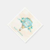 Heteluchtballon Turquoise Goud Gele Rozen Servetten (Hoek)