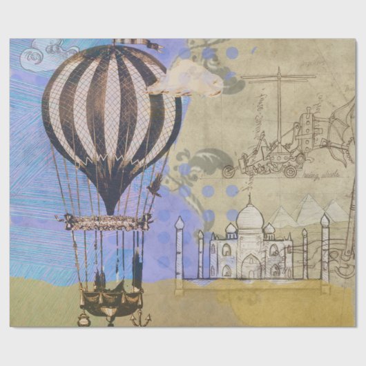  heteluchtballon Vaderdag Collage Cadeaupapier (Vlak)