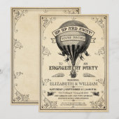 heteluchtballon verlovingsfeest uitnodigen kaart (Voorkant / Achterkant)