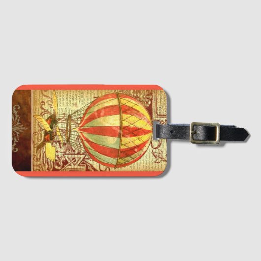  heteluchtballon Victoriaans illustratie Bagagelabel (Voorkant (horizontaal))