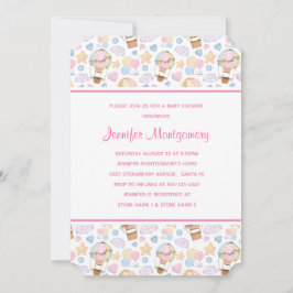 Heteluchtballon Watercolor Patroon Baby Shower Kaart
