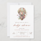  heteluchtballon & Wildflower Baby shower Kaart (Voorkant)