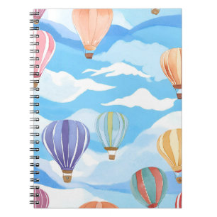 Heteluchtballonnen Aquarel Schilderij Blauw Notitieboek