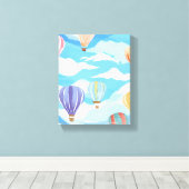 Heteluchtballonnen Aquarel Schilderkunst Canvas Afdruk (Insitu (Houten vloer))