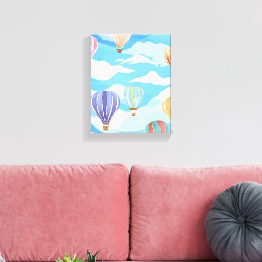 Heteluchtballonnen Aquarel Schilderkunst  Canvas Afdruk