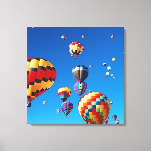 Heteluchtballonnen Blauwe Lucht Canvas Afdruk (Voorkant)
