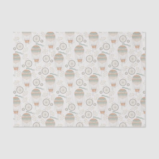  heteluchtballonnen en driewielers uit wit tissuepapier (Voorkant)