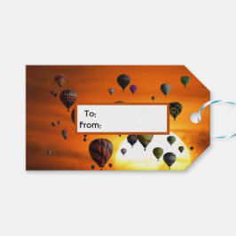 Heteluchtballonnen in vlucht cadeaulabel