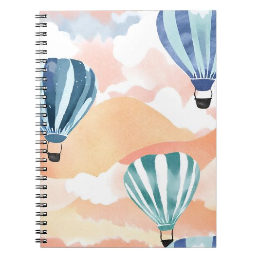 Heteluchtballonnen | Pastel Waterverf Notitieboek (Voorkant)