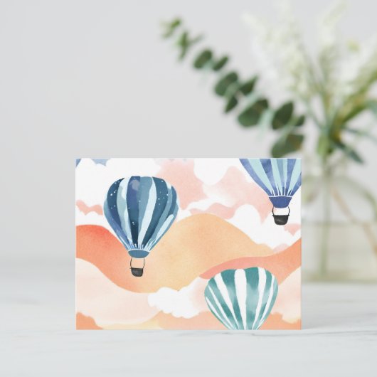 heteluchtballonnen | pastelkleurige Waterverf Feestdagenkaart (Staand voorkant)