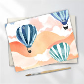 heteluchtballonnen | pastelkleurige Waterverf Feestdagenkaart