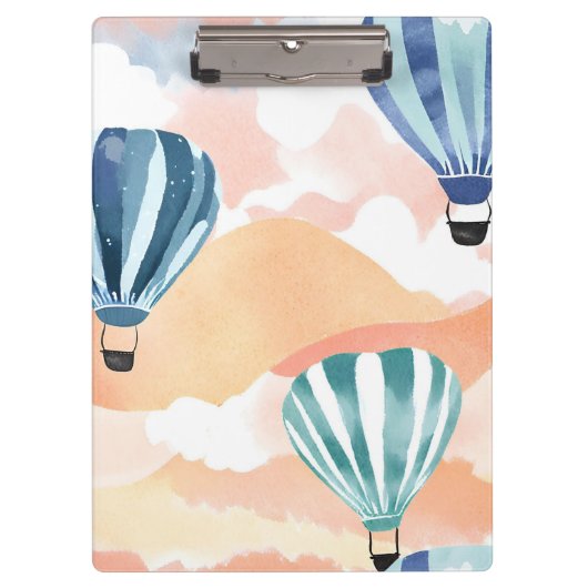 heteluchtballonnen | pastelkleurige Waterverf Klembord (Voorkant)