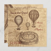 heteluchtballonnen Sla de datum op Save The Date (Voorkant / Achterkant)