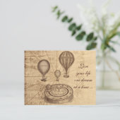 heteluchtballonnen - steampunk briefkaart (Staand voorkant)