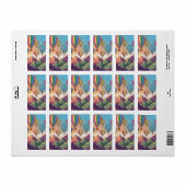 Hetero luchballonnen boven bergen Puzzel Etiket (Full Sheet)