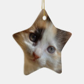 Heterochromia Calico Kitten Keramisch Ornament (Rechts)