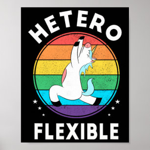 Heteroflexibele Grappige Yoga Eenhoorn Queer Bondg Poster