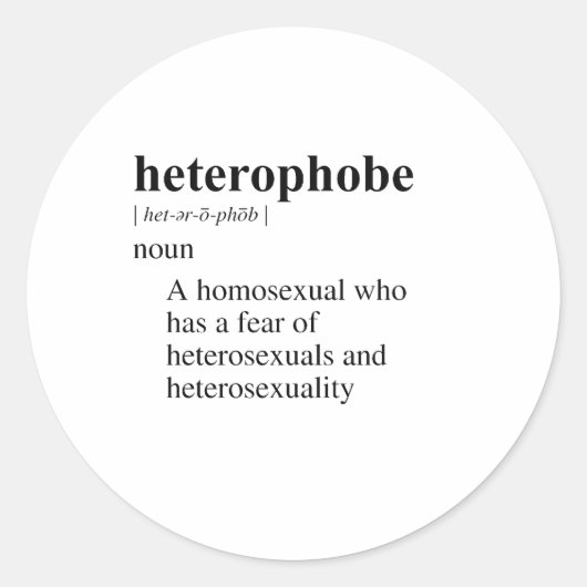 HETEROFOBE RONDE STICKER (Voorkant)
