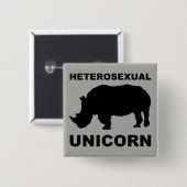 Heteroseksuele Eenhoorn Neushoorn Knop Speld Grapp Vierkante Button 5,1 Cm (Voorkant /achterkant)
