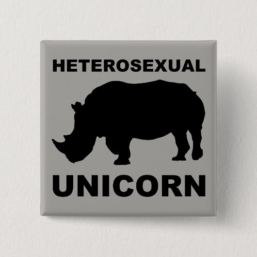 Heteroseksuele Eenhoorn Neushoorn Knop Speld Grapp Vierkante Button 5,1 Cm (Voorkant)