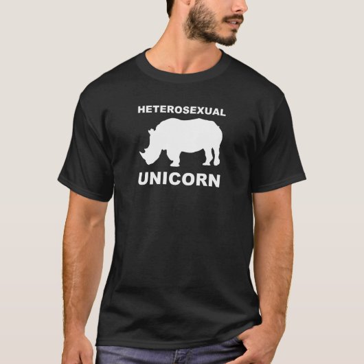 Heterosexual Unicorn Rhinoceros Funny T-Shirt (Voorkant)