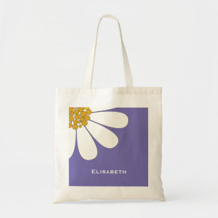 Hetwitte bloemen desing personaliseert naam tote bag