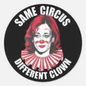 Hetzelfde Circus Verschillende Clown Anti Kamala 2 Ronde Sticker (Voorkant)