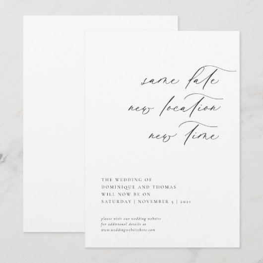 Hetzelfde Datum Nieuwe Locatie Nieuwe Tijd Wijzigi Kaart (Voorkant / Achterkant)