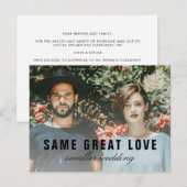 Hetzelfde geweldige liefde Kleinere bruiloft Foto  Uitnodiging Briefkaart (Voorkant / Achterkant)