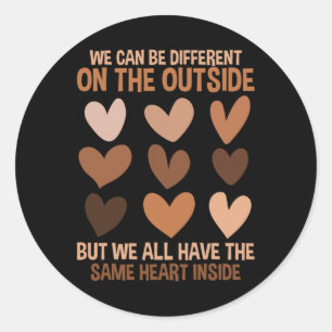 Hetzelfde hart binnen diversiteit liefde eenheid z ronde sticker