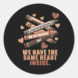 Hetzelfde hart binnen Melanin Black History Month Ronde Sticker