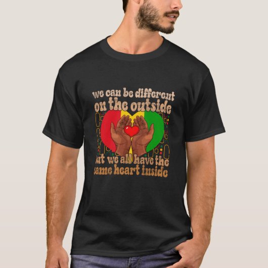 Hetzelfde hart op de binnenste zwarte geschiedenis t-shirt (Voorkant)