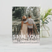 Hetzelfde liefde, andere datum Huwelijk typografie Aankondiging (Staand voorkant)