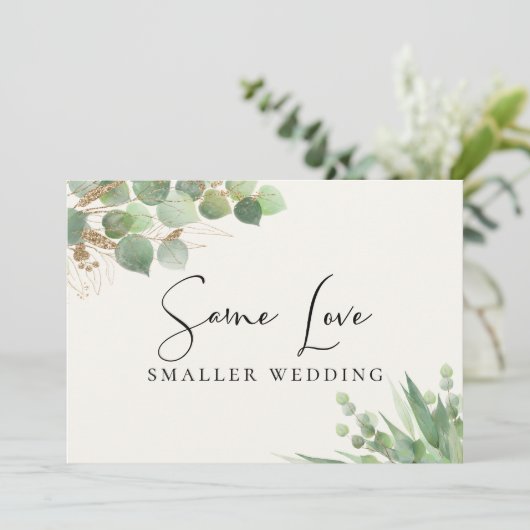 Hetzelfde liefde, kleinere bruiloft Eucalyptus Aankondiging (Staand voorkant)
