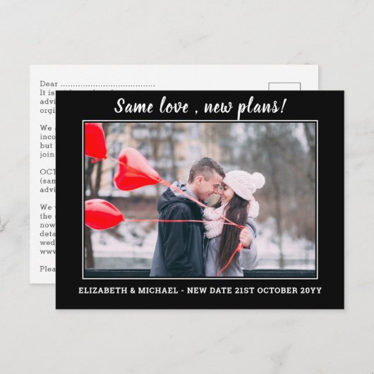 Hetzelfde liefde Nieuwe plannen bewaar datum BUDGE Briefkaart (Voorkant / Achterkant)