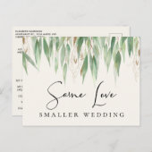Hetzelfde liefdes kleiner bruiloft groenbladerige  aankondigingskaart (Voorkant / Achterkant)