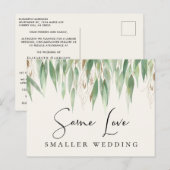 Hetzelfde liefdes kleiner bruiloft groenvoorzienin aankondigingskaart (Voorkant / Achterkant)