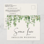 Hetzelfde liefdes kleinere bruiloft Eucalyptus gro Aankondigingskaart (Voorkant / Achterkant)