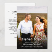 Hetzelfde liefdesbruilofts-aankondigingsfoto met m kaart (Voorkant / Achterkant)